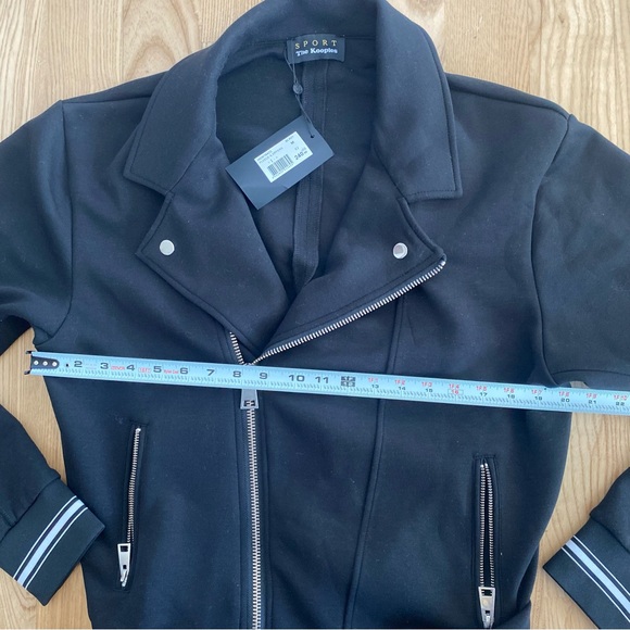 The Kooples Fleece Knit Moto Motorcycle Jacket Coat French Paris Stripe Grunge - Picture 8 of 10